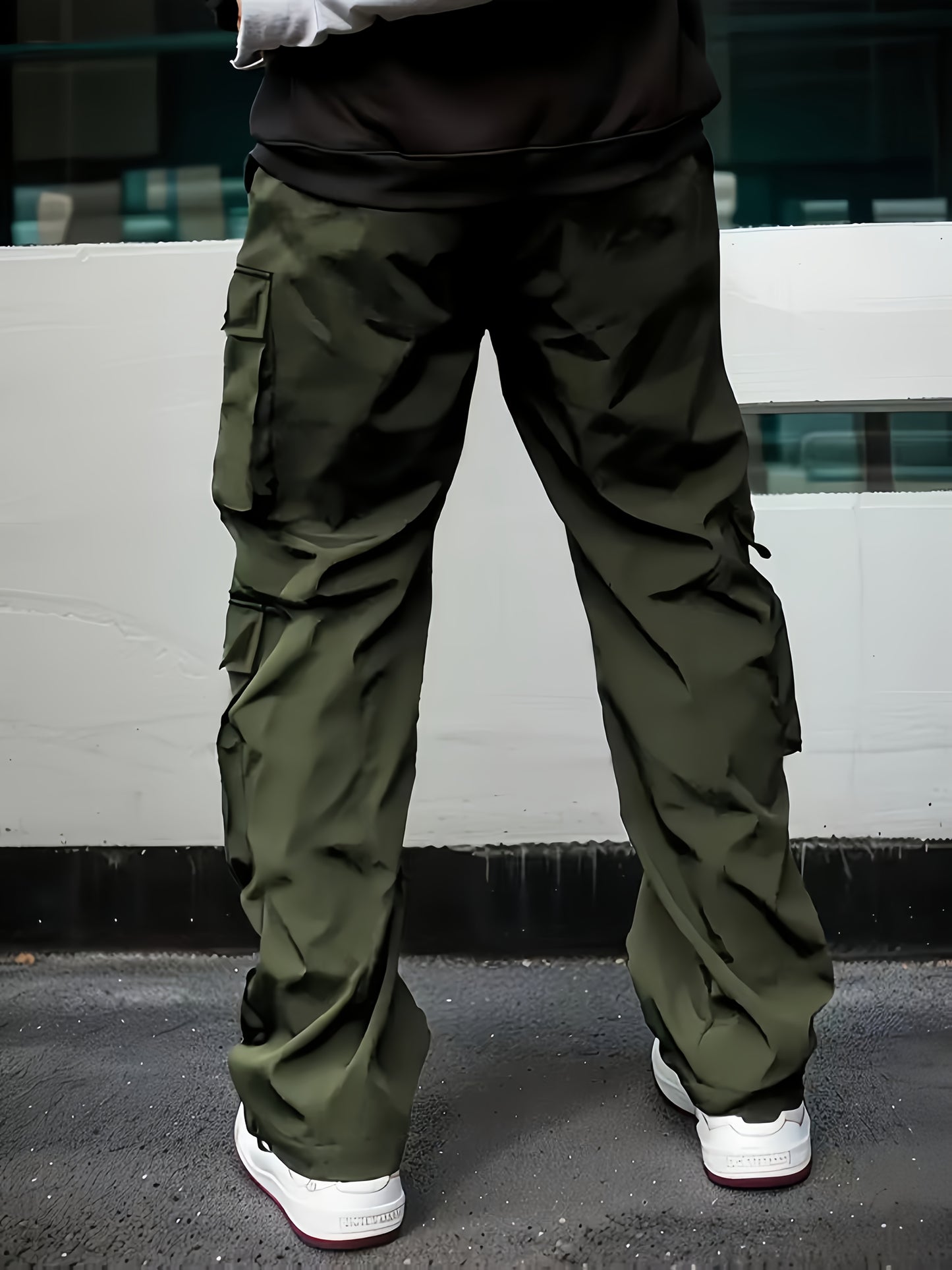 Men’s Black Cargo Pants – Multi-Zip Loose-Fit Outdoor Joggers for Spring/Fall