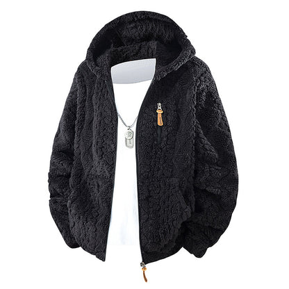 Veste polaire zippée à capuche pour homme – Coupe décontractée en velours côtelé