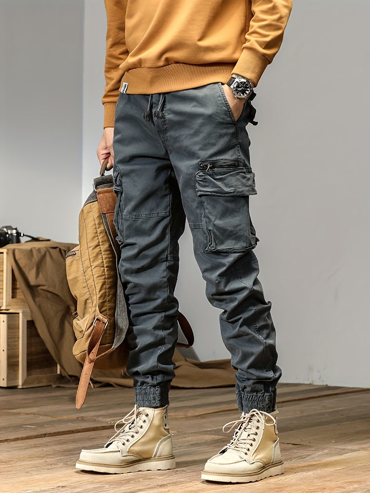 Men’s Multi-Pocket Work Pants – Outdoor Casual Cargo Trousers with Stretch