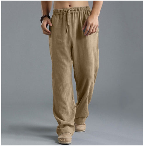 Pantalon en lin respirant pour homme – Pantalon de sport décontracté coupe ample