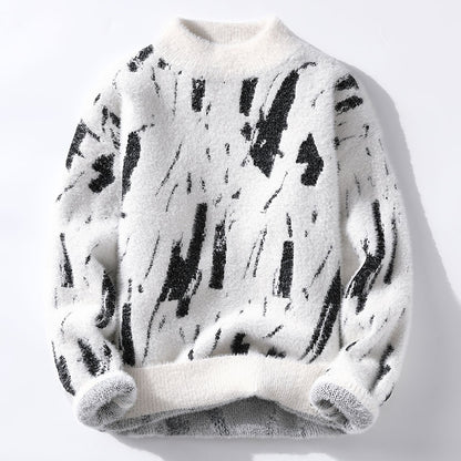 Men’s Fleece-Lined Thick Knit Sweater – Winter Loose Pullover
