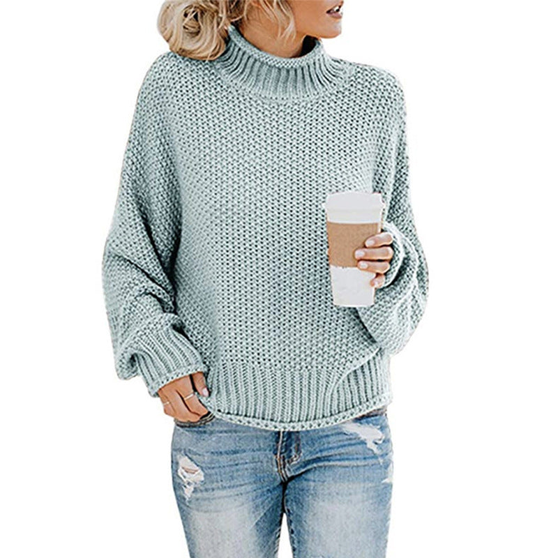 Loom & Soul™ Women’s Solid Turtleneck Sweater – Winter Knitted Long-Sleeve Pullover