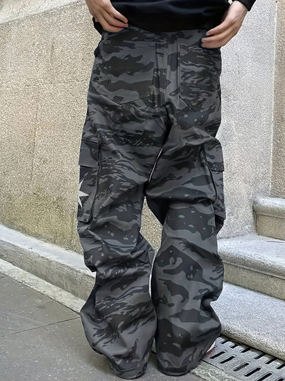 Men’s Camouflage Cargo Pants – Loose-Fit Multi-Pocket Outdoor Trousers