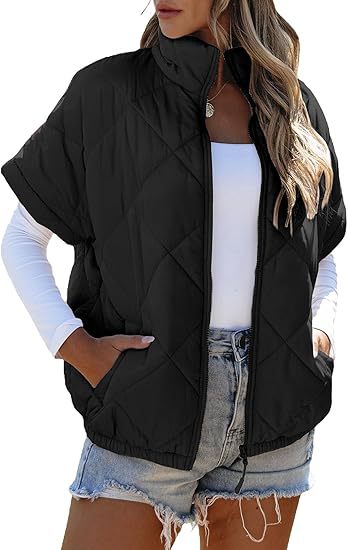 Veste matelassée zippée diamant pour femme – Manteau chaud décontracté avec poches