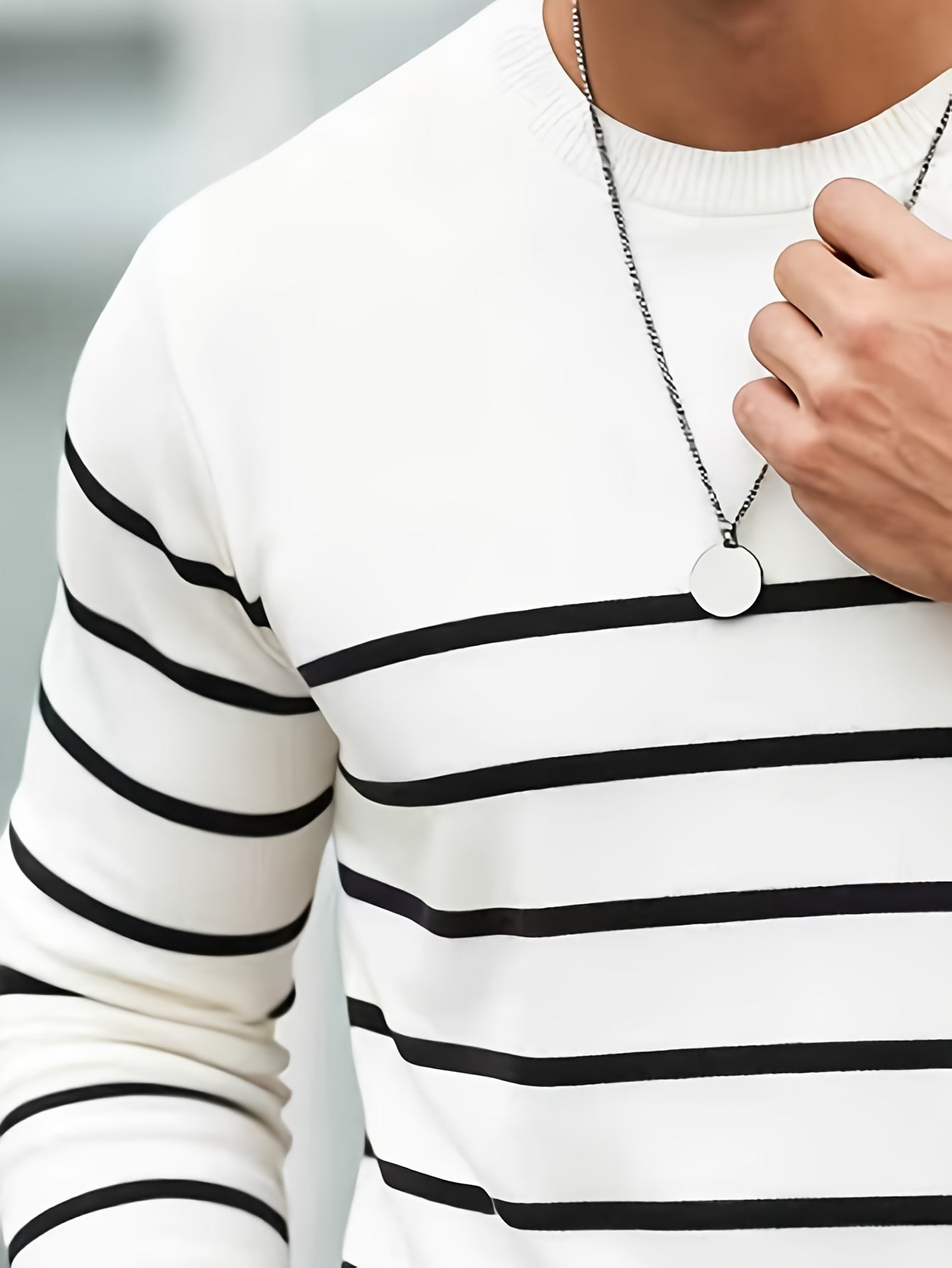 Pull en maille rayé pour homme – Col rond décontracté style streetwear
