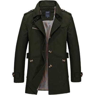 Chaqueta Trench con Capucha de Largo Medio para Hombre – Abrigo Casual con Cuello Alto