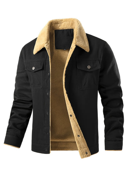 Chaqueta de trabajo para hombre con forro polar - Abrigo con cuello de borreguillo
