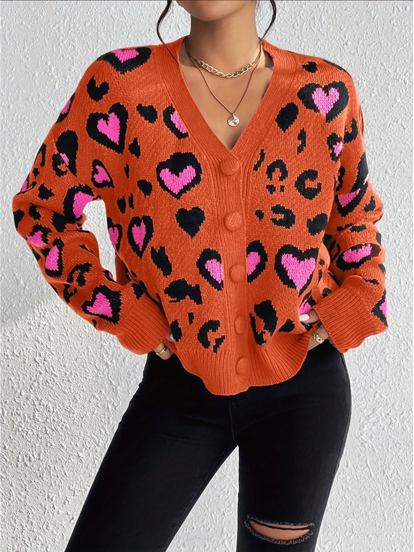 Suéter Jacquard de Leopardo – Tejido Informal Elegante para Mujer Primavera/Otoño