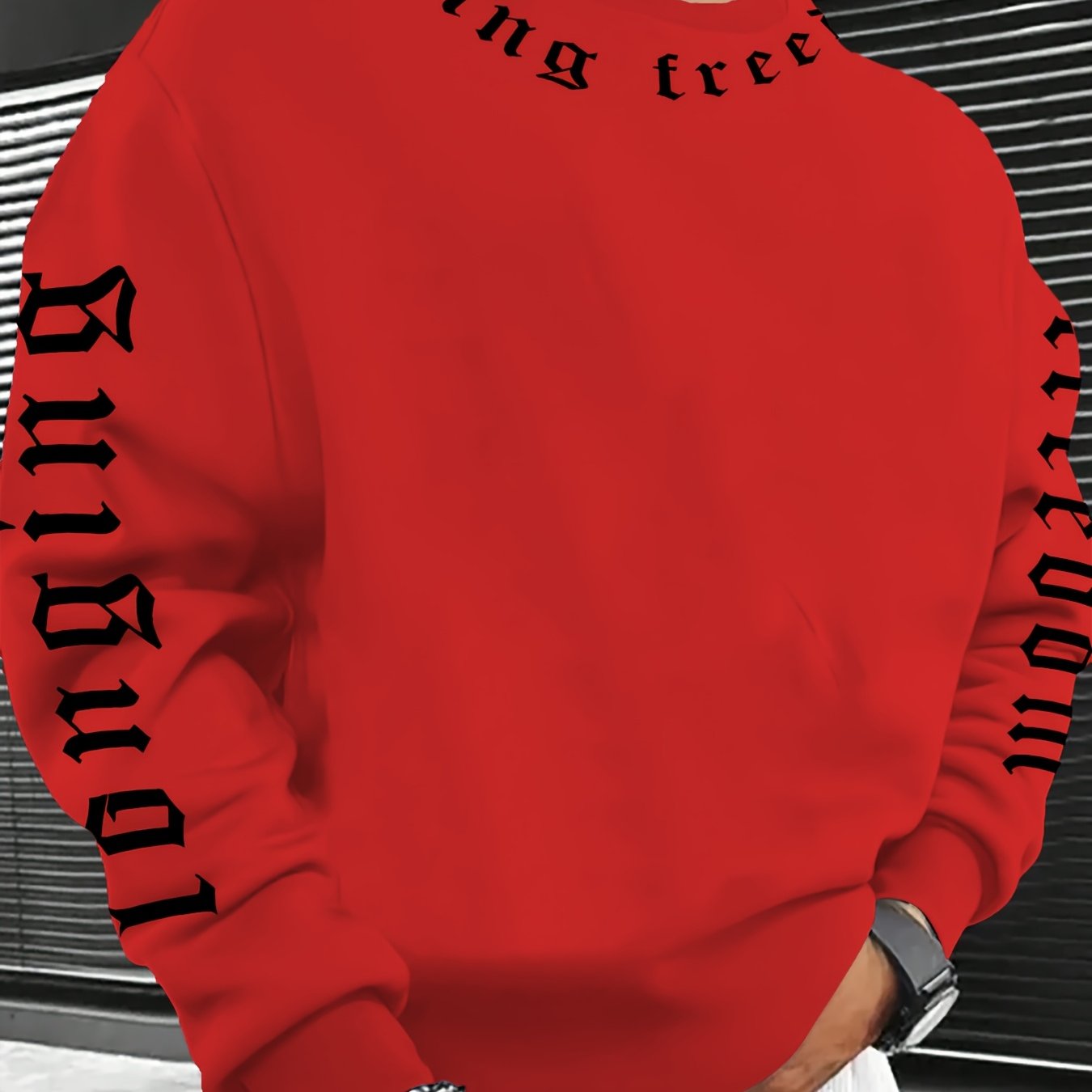 Men’s Printed Crewneck Sweatshirt – Trendy Casual Street Pullover