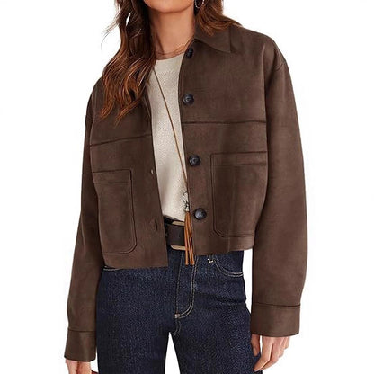 Chaqueta Corta de Ante Sintético para Mujer – Estilo Ligero para el Viaje Diario