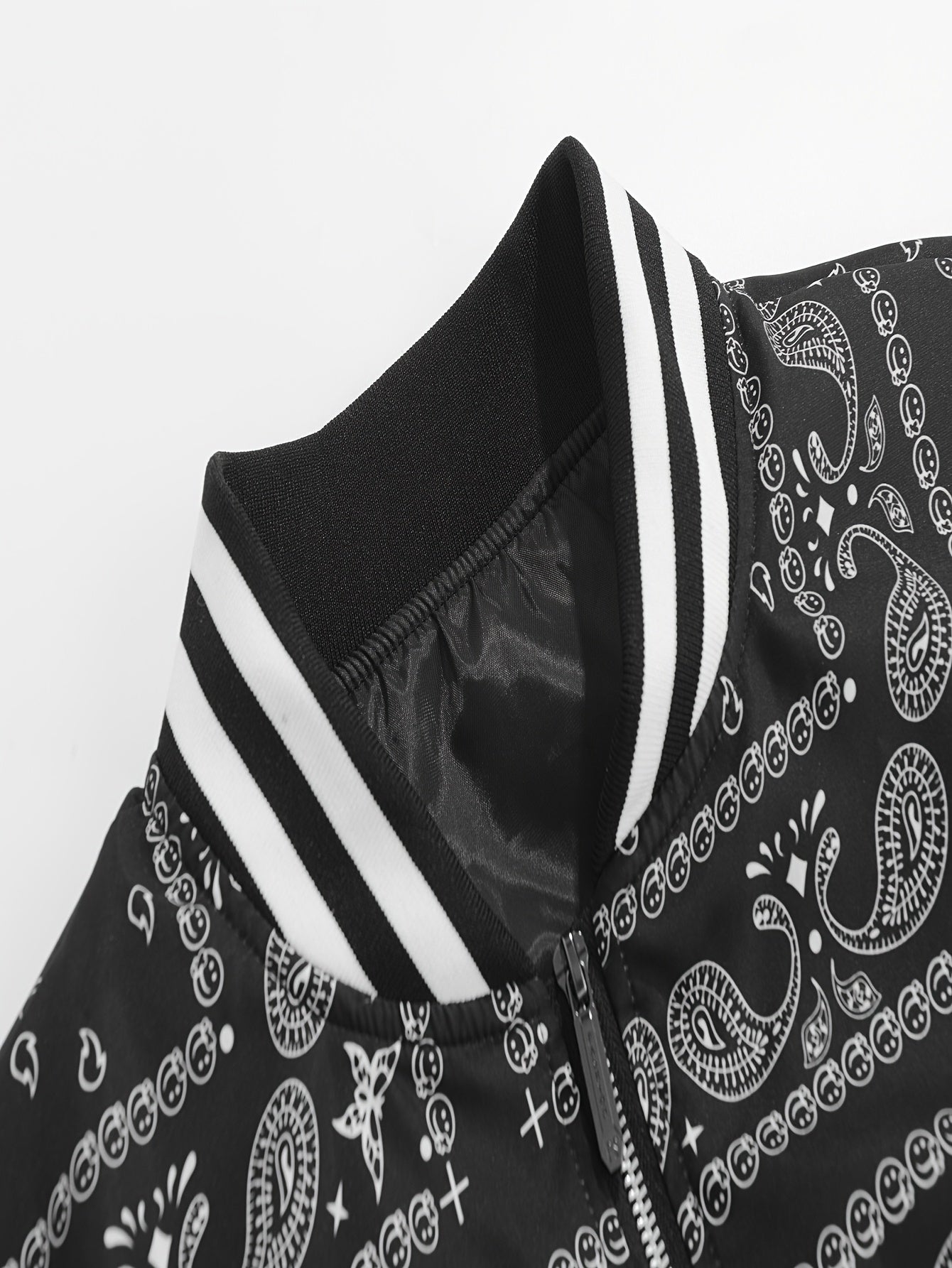 Men’s Paisley Bomber Jacket – Vintage Stand Collar Casual Outerwear