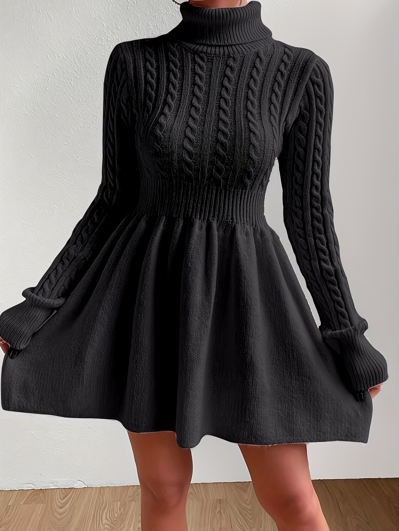 Slim-Fit High-Neck Mini Dress – Elegant A-Line Short Dress for Events