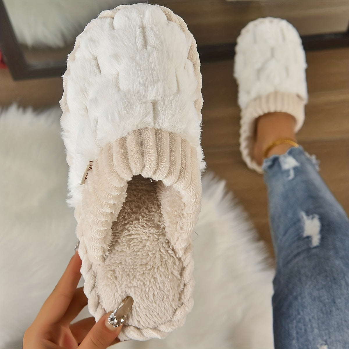 Pantuflas de Lujo Forradas para Mujer – Comodidad sin Cierres para Interiores y Exteriores