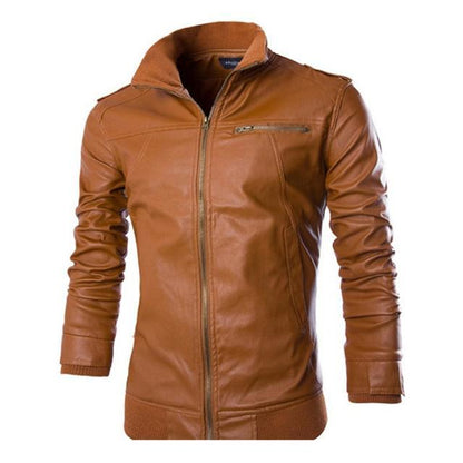 Loom & Soul™ Men’s Motorcycle PU Leather Jacket – Classic Biker Style with Soft Polyester Lining