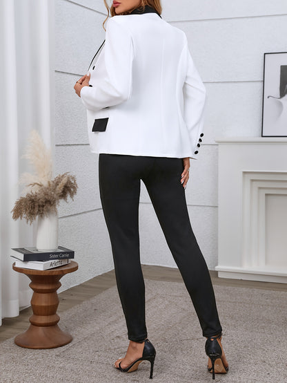 Elegante Traje de Moda con Parches para Mujer – Conjunto de Dos Piezas Primavera/Otoño