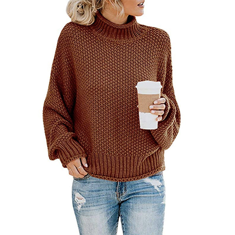 Loom & Soul™ Women’s Solid Turtleneck Sweater – Winter Knitted Long-Sleeve Pullover
