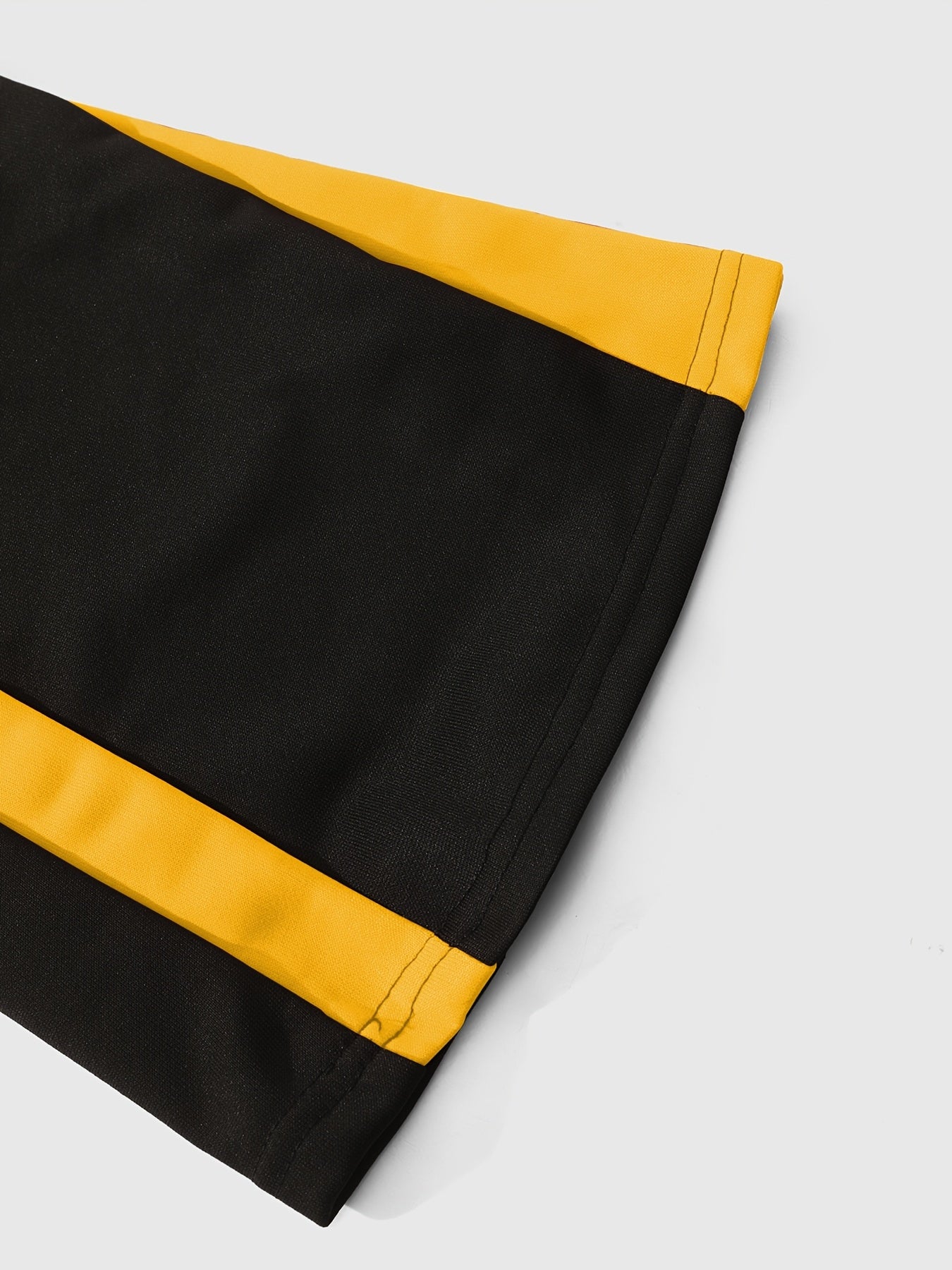 Men’s Black Flared Pants – Cross Print Streetwear Trousers with Red Stripe