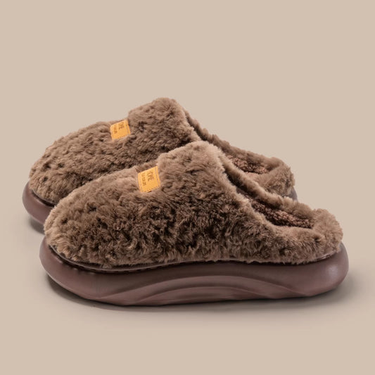 Plush Cotton Home Slippers – Thick Sole Warm Comfort Slides
