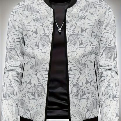 Men’s Printed Baseball Jacket – Zip-Up Casual Lightweight Street Coat