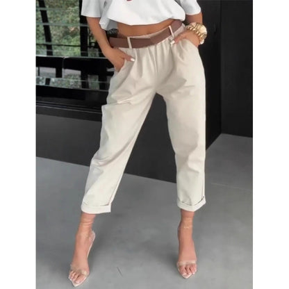 Women’s Slim Straight Pants – High Waist Casual Everyday Fit