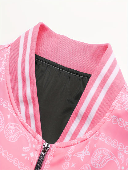 Men’s Paisley Bomber Jacket – Vintage Stand Collar Casual Outerwear