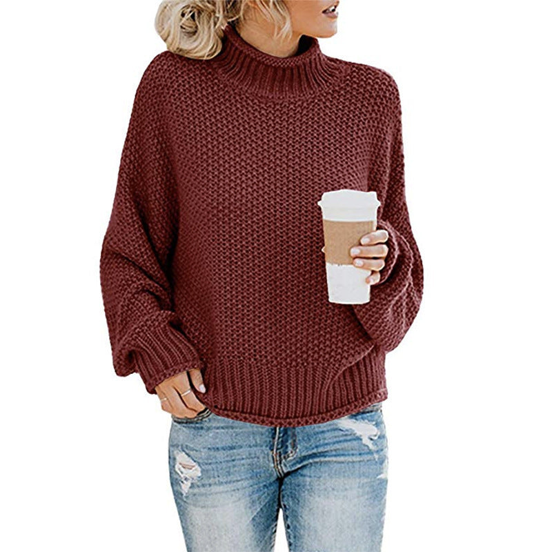 Loom & Soul™ Women’s Solid Turtleneck Sweater – Winter Knitted Long-Sleeve Pullover