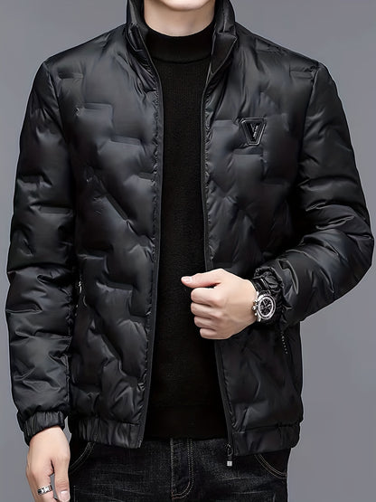Men’s Windproof Hooded Jacket – Full-Zip Outdoor Winter Coat
