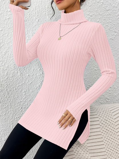 Women’s Elegant Turtleneck Top – Soft Long Sleeve High-Neck Knit