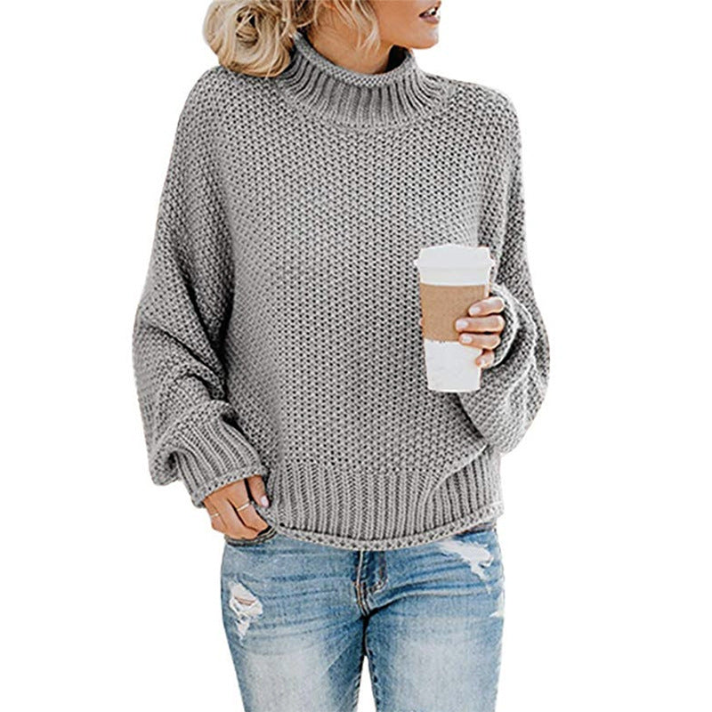 Loom & Soul™ Women’s Solid Turtleneck Sweater – Winter Knitted Long-Sleeve Pullover