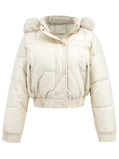 Loom & Soul™ Women’s Cotton-Padded Winter Jacket – Elegant Thick Warm Coat in Khaki, Black, or White