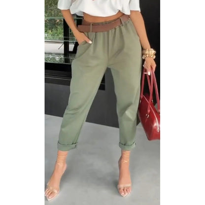 Women’s Slim Straight Pants – High Waist Casual Everyday Fit