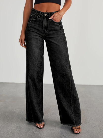Women’s High-Waist Wide-Leg Jeans – Casual Stretch Baggy Denim