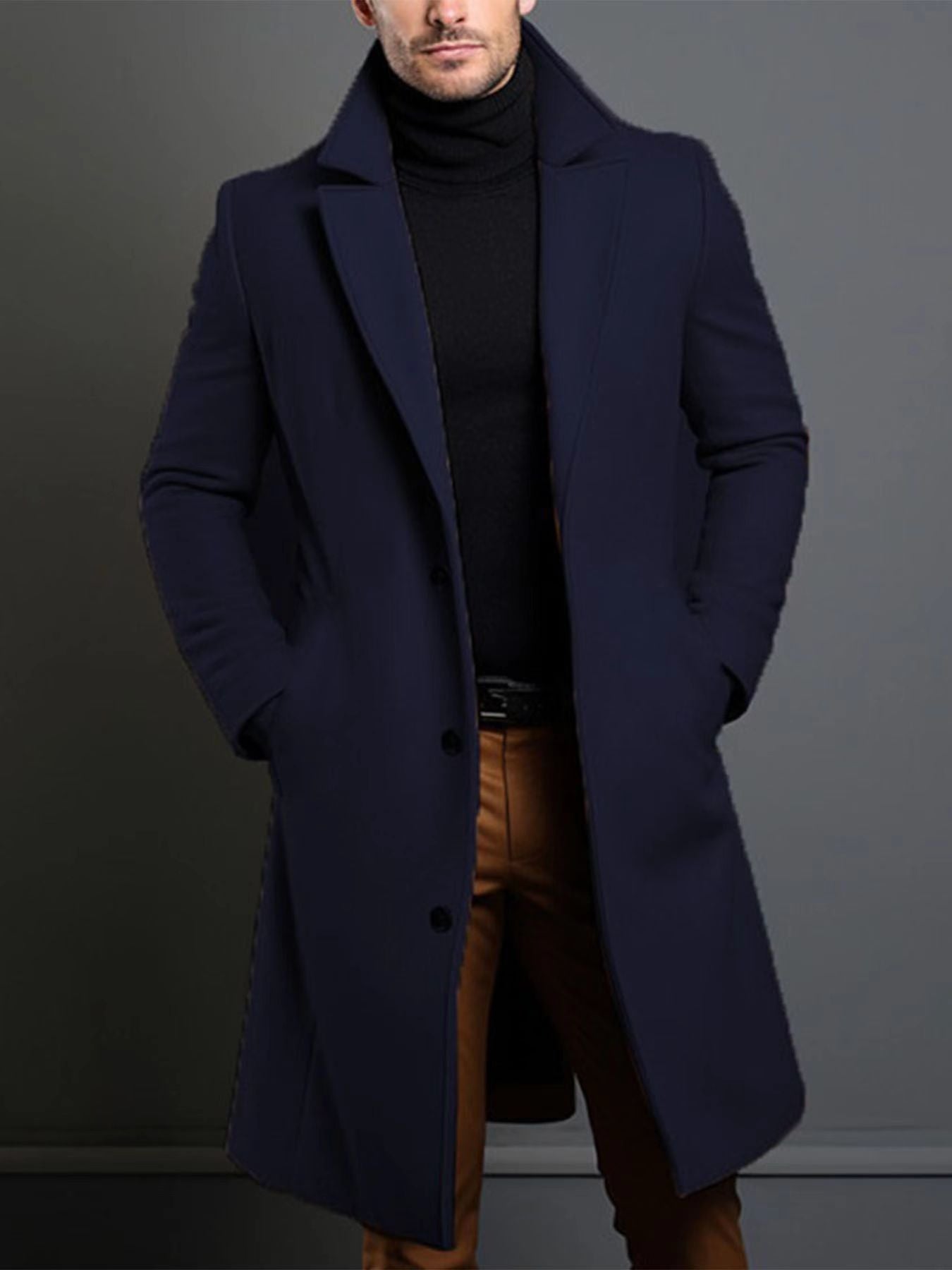Manteau Classique à Revers pour Homme – Veste d'Hiver à Simple Boutonnage
