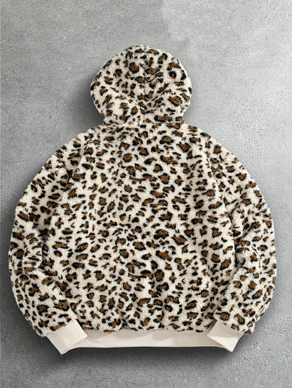 Sudadera con capucha y estampado de leopardo para hombre – Sudadera de felpa para un estilo urbano impactante