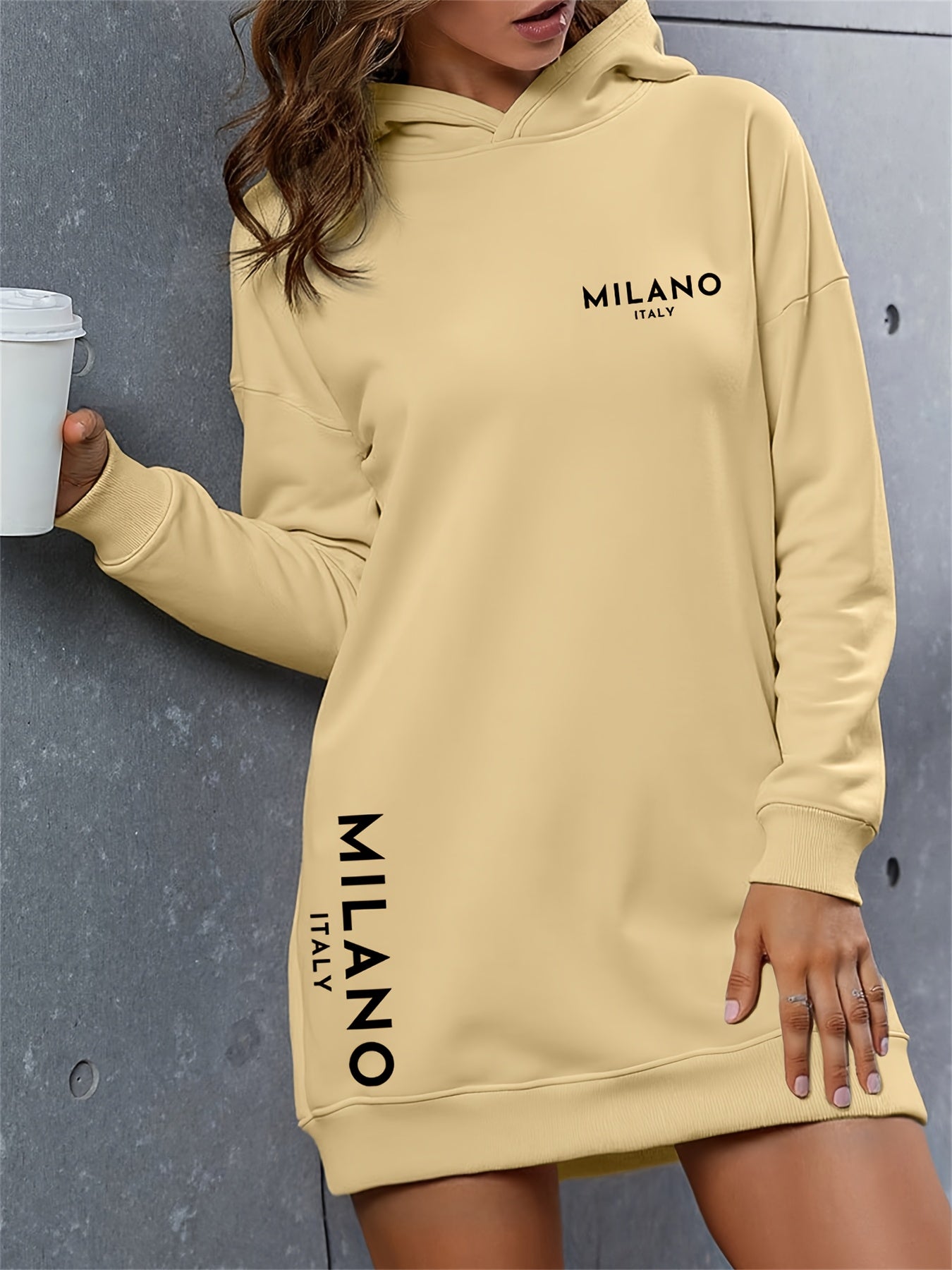 Women’s “MILANO” Oversized Hoodie Dress – Warm Long Pullover