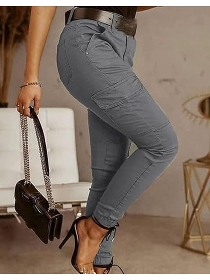 Jean Jogger Cargo Skinny Femme – Pantalon Slim Stretch Utilitaires