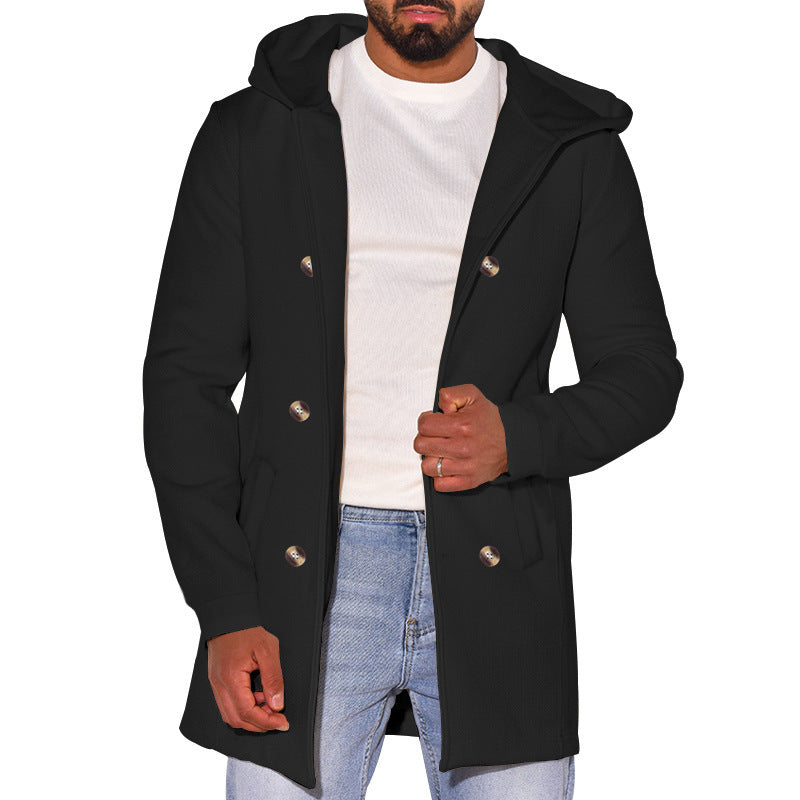 Gabardina de Lana Delgada con Capucha para Hombre – Estilo Versátil para Toda la Temporada