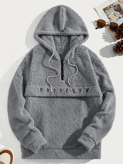Men’s Plush Fleece Hoodie – Half-Zip “Brooklyn” Winter Pullover