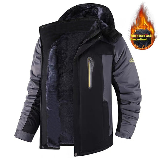 Men’s Mid-Length Fleece Coat – Thick Winter Casual Outerwear