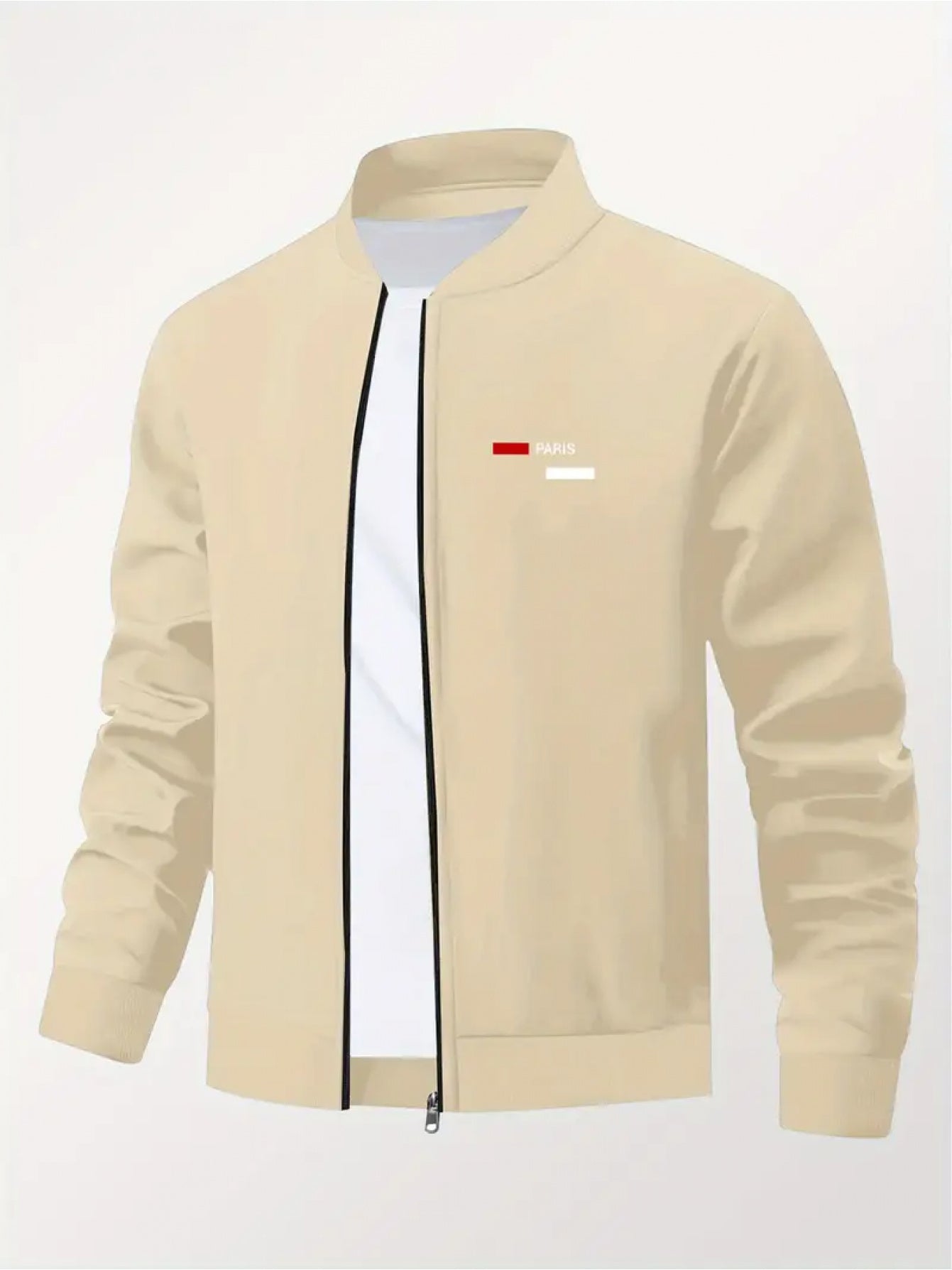 Veste imprimée à col baseball pour homme – Manteau de travail zippé style streetwear décontracté