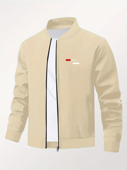 Veste imprimée à col baseball pour homme – Manteau de travail zippé style streetwear décontracté
