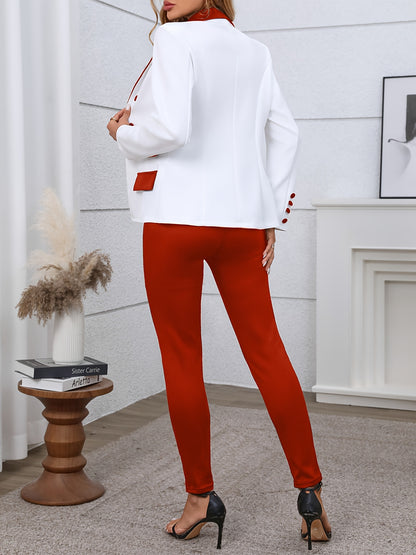 Elegante Traje de Moda con Parches para Mujer – Conjunto de Dos Piezas Primavera/Otoño