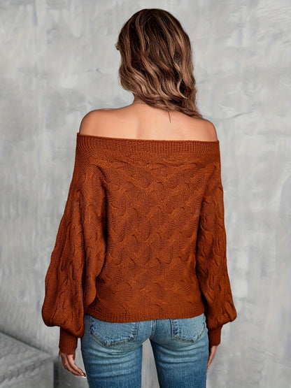 Women’s Off-Shoulder Batwing Sweater – Relaxed All-Season Knit