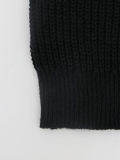 Elegant Deep V-Neck Ribbed Cardigan – Women’s Fall/Winter Knit Sweater