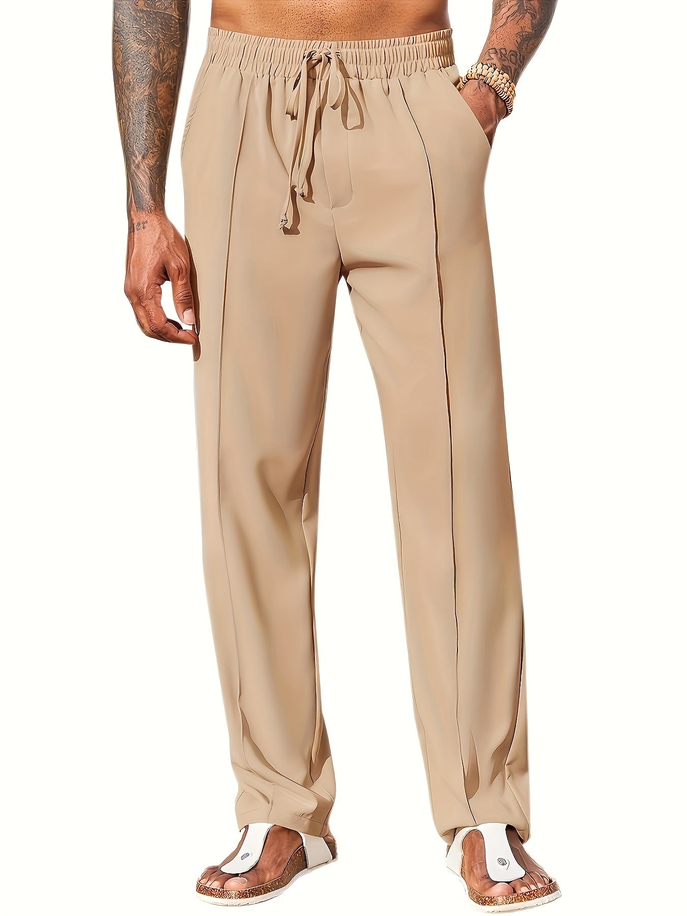 Pantalon décontracté en velours côtelé pour homme – Coupe droite ajustée, anti-plis