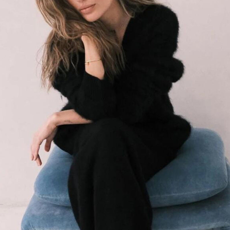 Loom & Soul™ Women’s Loose V-Neck Cardigan – Long Sleeve Knitted Button Sweater Top