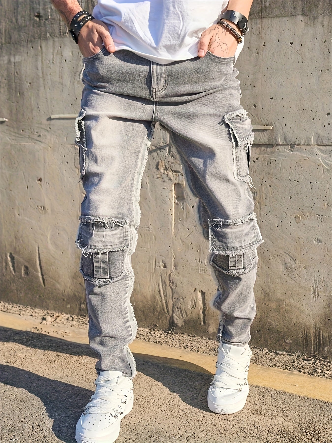 Jean cargo slim pour homme – Denim multipoche style streetwear