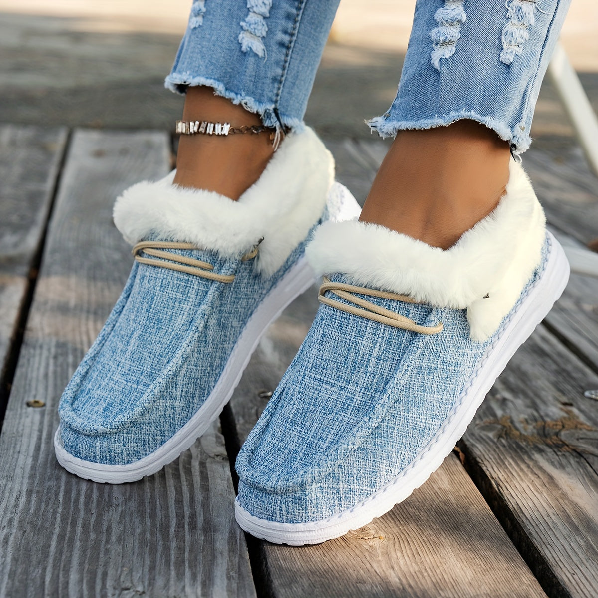 Women’s Slip-On Loafers – Warm Non-Slip Casual Winter Shoes with EVA Sole