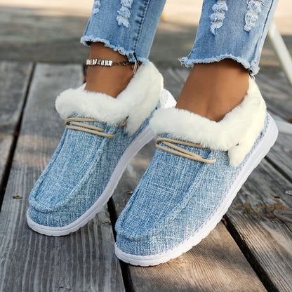 Women’s Slip-On Loafers – Warm Non-Slip Casual Winter Shoes with EVA Sole