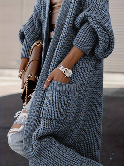 Elegant Deep V-Neck Ribbed Cardigan – Women’s Fall/Winter Knit Sweater